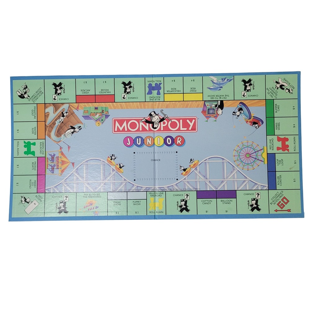Monopoly‎ Junior Replacement Game Board 1990 1995 Hasbro Amusement Park Theme